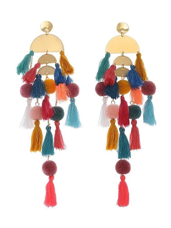 Free People Jewelry - Colorful Tassel Statement Earrings